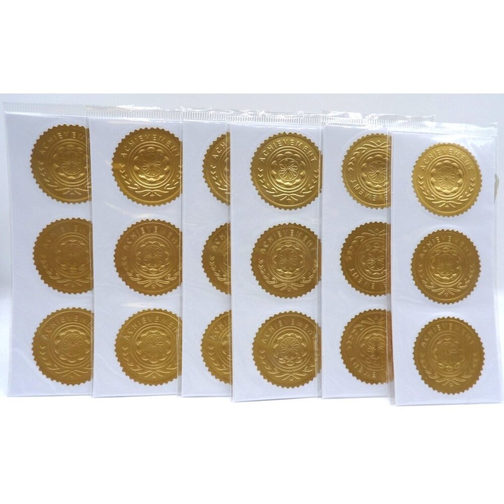 72 Achievement Medallions in 6 packs, Metallic, Embossed, NOS